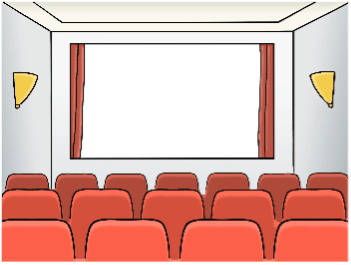DE: Stühle vor einer Leinwand// EN: Chairs in front of a screen